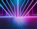 3d technology abstract neon light background, empty space scene, spotlight, dark night Royalty Free Stock Photo