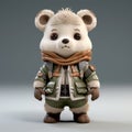 3d Teddy Bear Army Outfit: Cute And High-quality Fashion Model