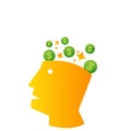 Vector brain/head icon with dollar sign. Royalty Free Stock Photo