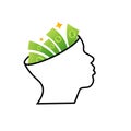 Vector brain/head icon with dollar sign. Royalty Free Stock Photo