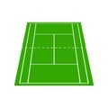 3D tennis court top view. 3D badminton field top view. Graphic square for tennis court. Icon of wimbledon competition. White lines