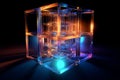 3D tesseract, illustrating higher dimensional geometry Royalty Free Stock Photo