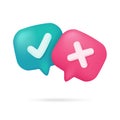 3d text box. Speech bubble dialog dialogue. questions and answers Royalty Free Stock Photo