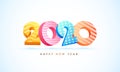 3D text of 2020 in different abstract pattern on white background for Happy New Year. Royalty Free Stock Photo