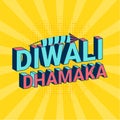 3D text Diwali Dhamaka on yellow rays. Royalty Free Stock Photo