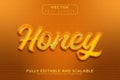 3d text effect honey letter orange blue background.