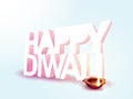 3D Text Happy Diwali with Oil Lamp. Royalty Free Stock Photo