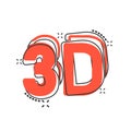 3d text icon in comic style. Word cartoon vector illustration on white isolated background. Stereoscopic technology splash effect Royalty Free Stock Photo