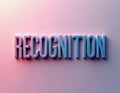 3D text \'RECOGNITION\' with a multicolored gradient background.