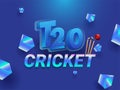 3D text T20 with abstract elements on blue background. Royalty Free Stock Photo
