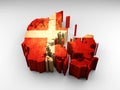 3d textured Denmark map with a Danish flag