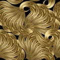 3d textured floral gold seamless pattern. Surface ornamental vintage background. Repeat fantasy backdrop. Luxury 3d ornament with Royalty Free Stock Photo