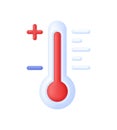 3D Thermometer icon. Meteorological thermometers measure heat and cold. Forecast, climate and meteorology.