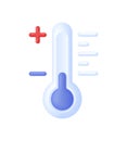 3D Thermometer icon. Meteorological thermometers measure heat and cold.