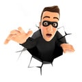 3d thief falling down into a hole Royalty Free Stock Photo