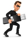 3d thief holding usb key Royalty Free Stock Photo