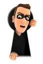 3d thief inside keyhole Royalty Free Stock Photo