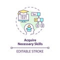 2D thin line acquire necessary skills icon concept