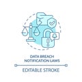 2D thin line blue icon data breach notifications law concept Royalty Free Stock Photo