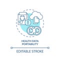 2D thin line blue icon health data portability concept