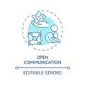 2D thin line blue icon open communication concept