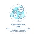 2D thin line blue icon post operative care concept