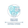 2D thin line blue icon right to be forgotten concept