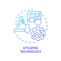 2D thin line gradient icon utilizing technology concept