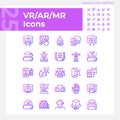 2D thin line gradient VR, AR and MR icons set Royalty Free Stock Photo