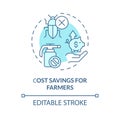 2D thin line icon cost savings for farmers concept