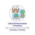 2D thin line icon cultural preservation in fashion concept