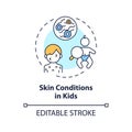 2D thin line icon skin conditions in kids concept