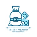 2D thin line pixel perfect blue tight budget icon