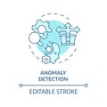 2D thin linear blue anomaly detection icon