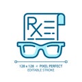 2D thin linear blue spectacles prescription icon