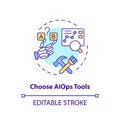 2D thin linear colorful choose AI ops tools icon