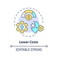 2D thin linear colorful lower costs icon