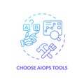 2D thin linear gradient choose AI ops tools icon Royalty Free Stock Photo