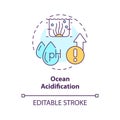 2D thin linear icon ocean acidification concept