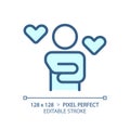 2D thin linear simple blue self care icon Royalty Free Stock Photo