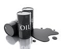 3d Three barrels of oil spilled. Royalty Free Stock Photo