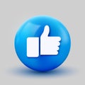 3D thumb up ball sign Emoticon Icon Design for Social Network. Modern like Emoji