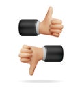 3D Thumbs Up and Thumbs Down Hands Gestures Royalty Free Stock Photo