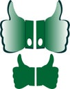 3D, Thumbs up symbol with green and white color dark border