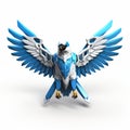 3d Thunderbird: Mythic Symbolism In A Bold Blue And White Robot Bird