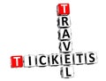 3D Tickets Travel Crossword on white background
