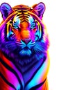 3D Tiger colorful collage in white background. 3D Illustration art
