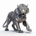 Metal Tiger 3d Model: Accurate And Detailed Fantasy Illustration