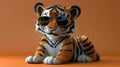 A 3D tiger in sunglasses reclining casually, looking cool. Royalty Free Stock Photo