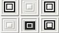 A 3D tile design featuring a repeating pattern of white and black squares. Royalty Free Stock Photo